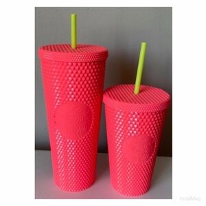 NEW Starbucks Dragon Fruit Pink Studded Venti & Grande Tumbler Set